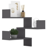 vidaXL Wall Corner Shelves 2 pcs Gray 15.7