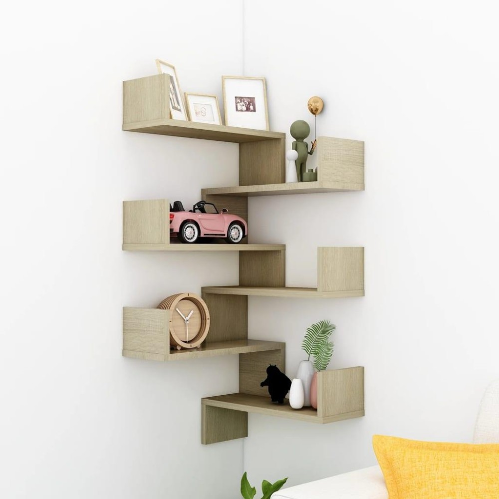 vidaXL Wall Corner Shelves 2 pcs Sonoma Oak 15.7