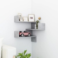 vidaXL Wall Corner Shelf Concrete Gray 15.7