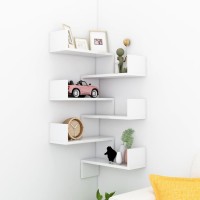 vidaXL Wall Corner Shelves 2 pcs High Gloss White 15.7