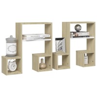 vidaXL Wall Shelves 2 pcs White and Sonoma Oak 19.7