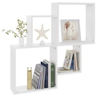 vidaXL Wall Cube Shelf High Gloss White 31.5