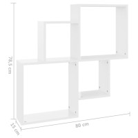 vidaXL Wall Cube Shelf High Gloss White 31.5