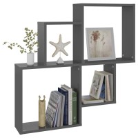 vidaXL Wall Cube Shelf High Gloss Gray 31.5