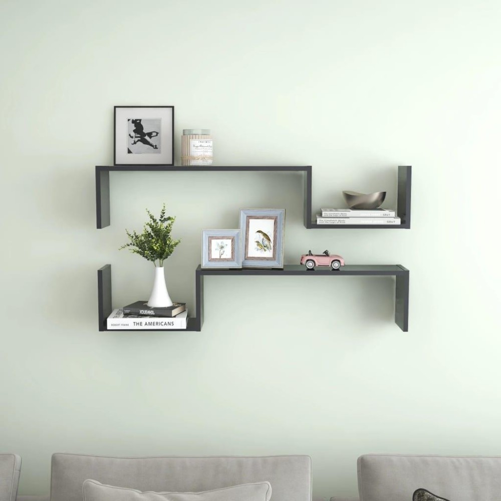 vidaXL Wall Shelves 2 pcs Gray 39.4