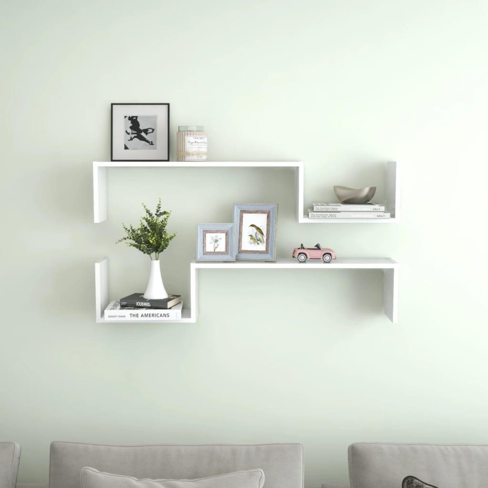 vidaXL Wall Shelves 2 pcs High Gloss White 39.4