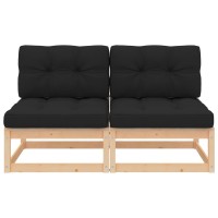 vidaXL Patio Middle Sofas with Cushions 2 pcs Solid Pinewood