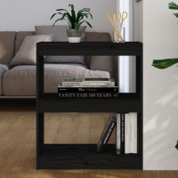 Vidaxl Book Cabinetroom Divider Black 23.6X11.8X28.1 Solid Wood Pine