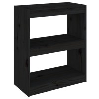 Vidaxl Book Cabinetroom Divider Black 23.6X11.8X28.1 Solid Wood Pine