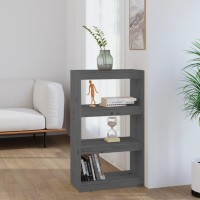 Vidaxl Book Cabinet/Room Divider Gray 23.6X11.8X40.7 Solid Wood Pine