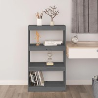 Vidaxl Book Cabinet/Room Divider Gray 23.6X11.8X40.7 Solid Wood Pine