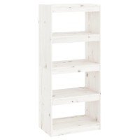 Vidaxl Book Cabinetroom Divider White 23.6X11.8X53.3 Solid Wood Pine