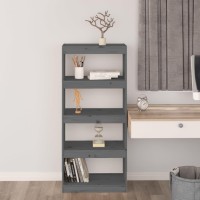 Vidaxl Book Cabinetroom Divider Gray 23.6X11.8X53.3 Solid Wood Pine