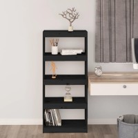 Vidaxl Book Cabinetroom Divider Black 23.6X11.8X53.3 Solid Wood Pine