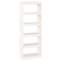 Vidaxl Book Cabinet/Room Divider White 23.6X11.8X65.9 Solid Wood Pine