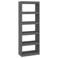 Vidaxl Book Cabinet/Room Divider Gray 23.6X11.8X65.9 Solid Wood Pine