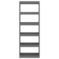 Vidaxl Book Cabinet/Room Divider Gray 23.6X11.8X65.9 Solid Wood Pine