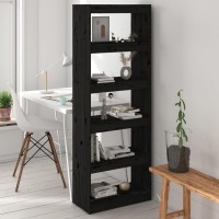 Vidaxl Book Cabinet/Room Divider Black 23.6X11.8X65.9 Solid Wood Pine