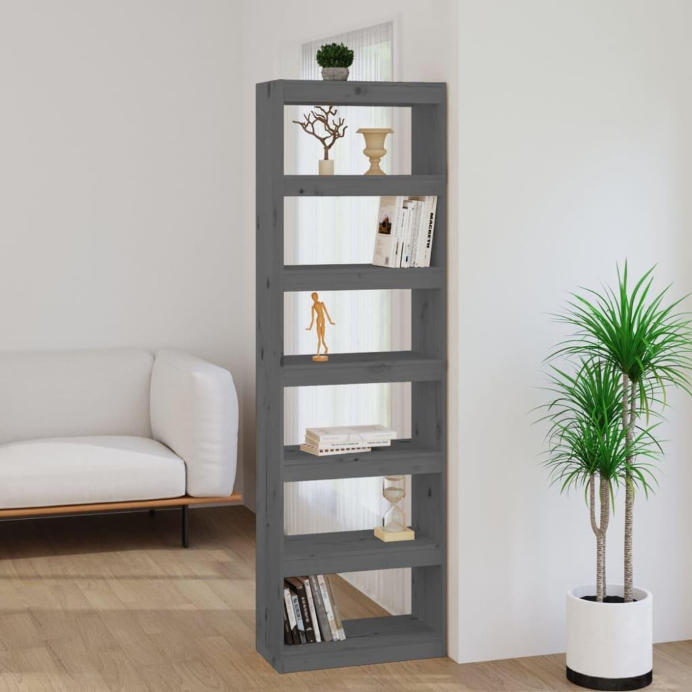 Vidaxl Book Cabinet/Room Divider Gray 23.6X11.8X78.5 Solid Wood Pine