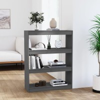 Vidaxl Book Cabinet/Room Divider Gray 31.5X11.8X40.7 Solid Wood Pine