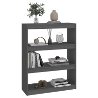 Vidaxl Book Cabinet/Room Divider Gray 31.5X11.8X40.7 Solid Wood Pine