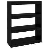 Vidaxl Book Cabinet/Room Divider Black 31.5X11.8X40.7 Solid Wood Pine