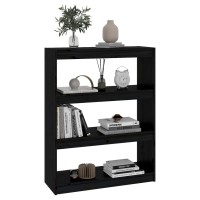 Vidaxl Book Cabinet/Room Divider Black 31.5X11.8X40.7 Solid Wood Pine