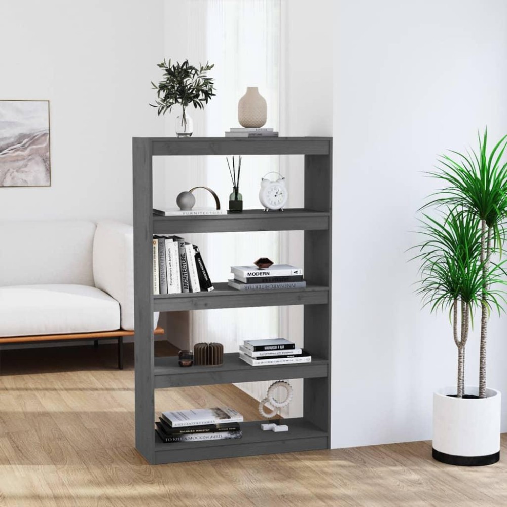 Vidaxl Book Cabinetroom Divider Gray 31.5X11.8X53.3 Solid Wood Pine