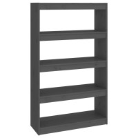 Vidaxl Book Cabinetroom Divider Gray 31.5X11.8X53.3 Solid Wood Pine