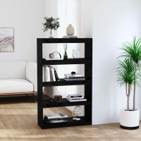 Vidaxl Book Cabinetroom Divider Black 31.5X11.8X53.3 Solid Wood Pine