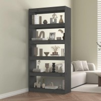 Vidaxl Book Cabinet/Room Divider Gray 31.5X11.8X65.9 Solid Wood Pine