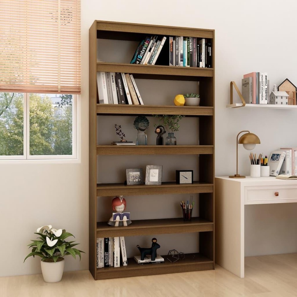 Vidaxl Book Cabinet/Room Divider Honey Brown 39.4X11.8X78.7 Solid Wood Pine