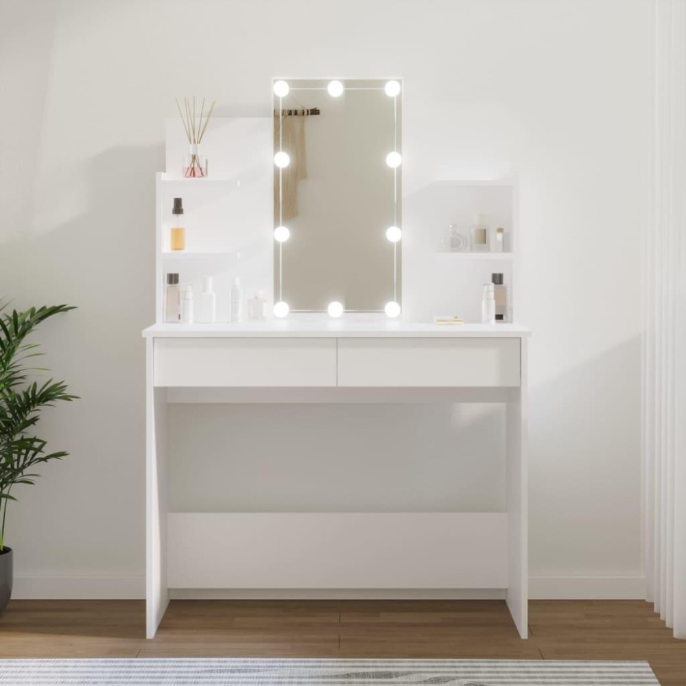 Vidaxl Dressing Table With Led White 37.8X15.7X55.9
