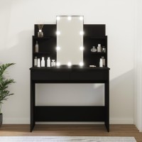 Vidaxl Dressing Table With Led Black 37.8X15.7X55.9