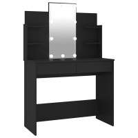 Vidaxl Dressing Table With Led Black 37.8X15.7X55.9