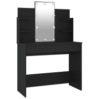 Vidaxl Dressing Table With Led Black 37.8X15.7X55.9