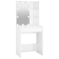 Vidaxl Dressing Table With Led High Gloss White 23.6X15.7X55.1