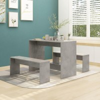 vidaXL 3 Piece Dining Set Concrete Gray Engineered Wood