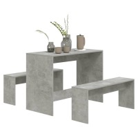 vidaXL 3 Piece Dining Set Concrete Gray Engineered Wood