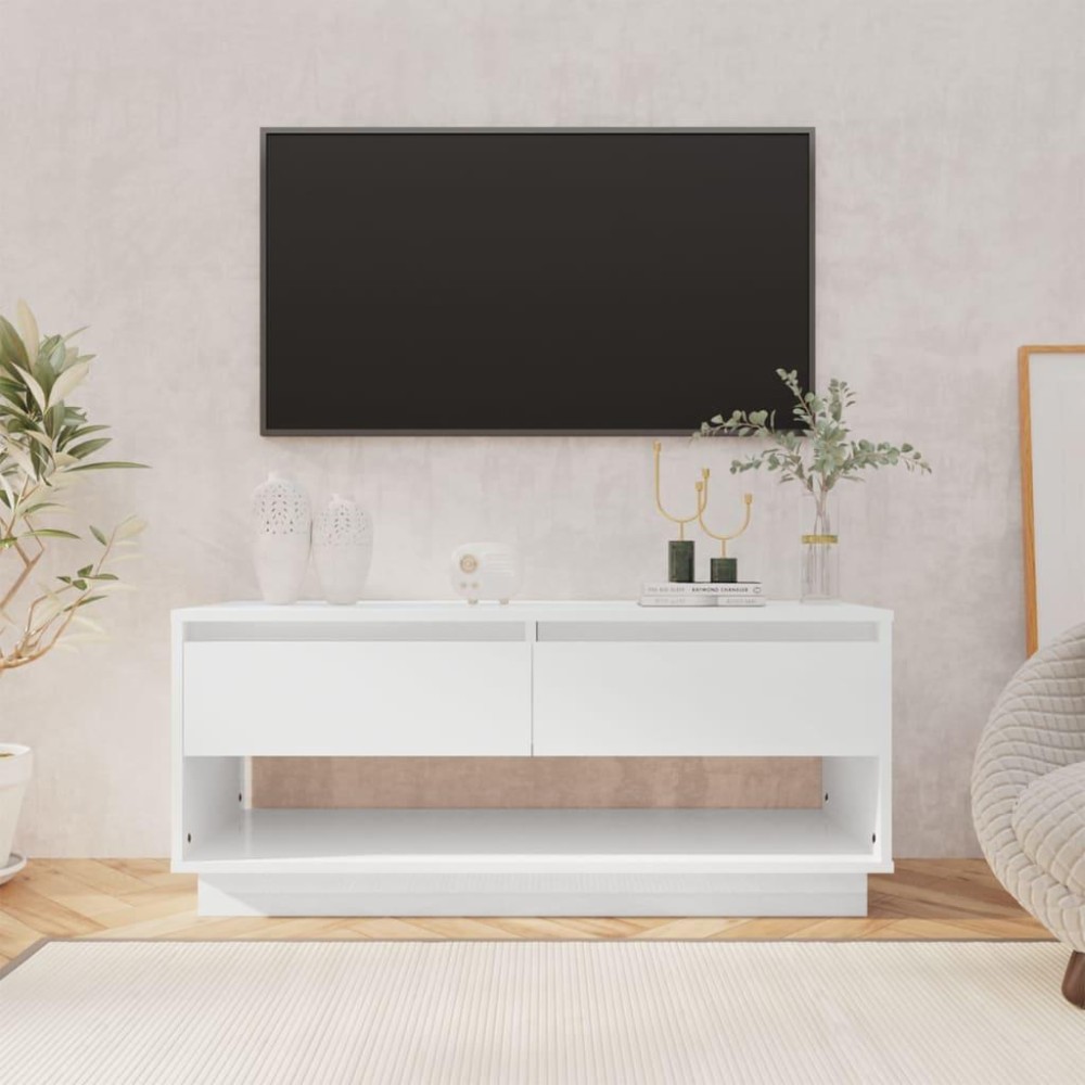 Vidaxl Tv Cabinet High Gloss White 40.2X16.1X17.3 Engineered Wood