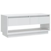 Vidaxl Tv Cabinet High Gloss White 40.2X16.1X17.3 Engineered Wood