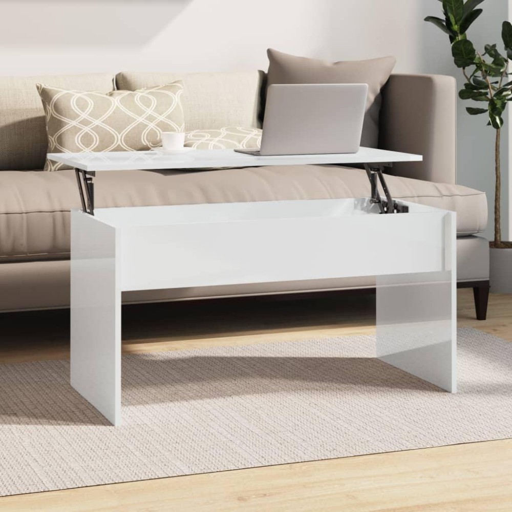 Vidaxl Coffee Table High Gloss White 40.2X19.9X20.7 Engineered Wood