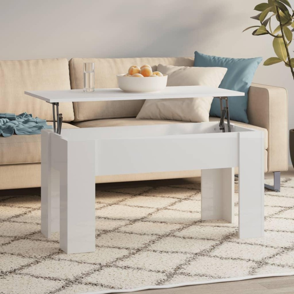 Vidaxl Coffee Table High Gloss White 39.8X19.3X20.5 Engineered Wood