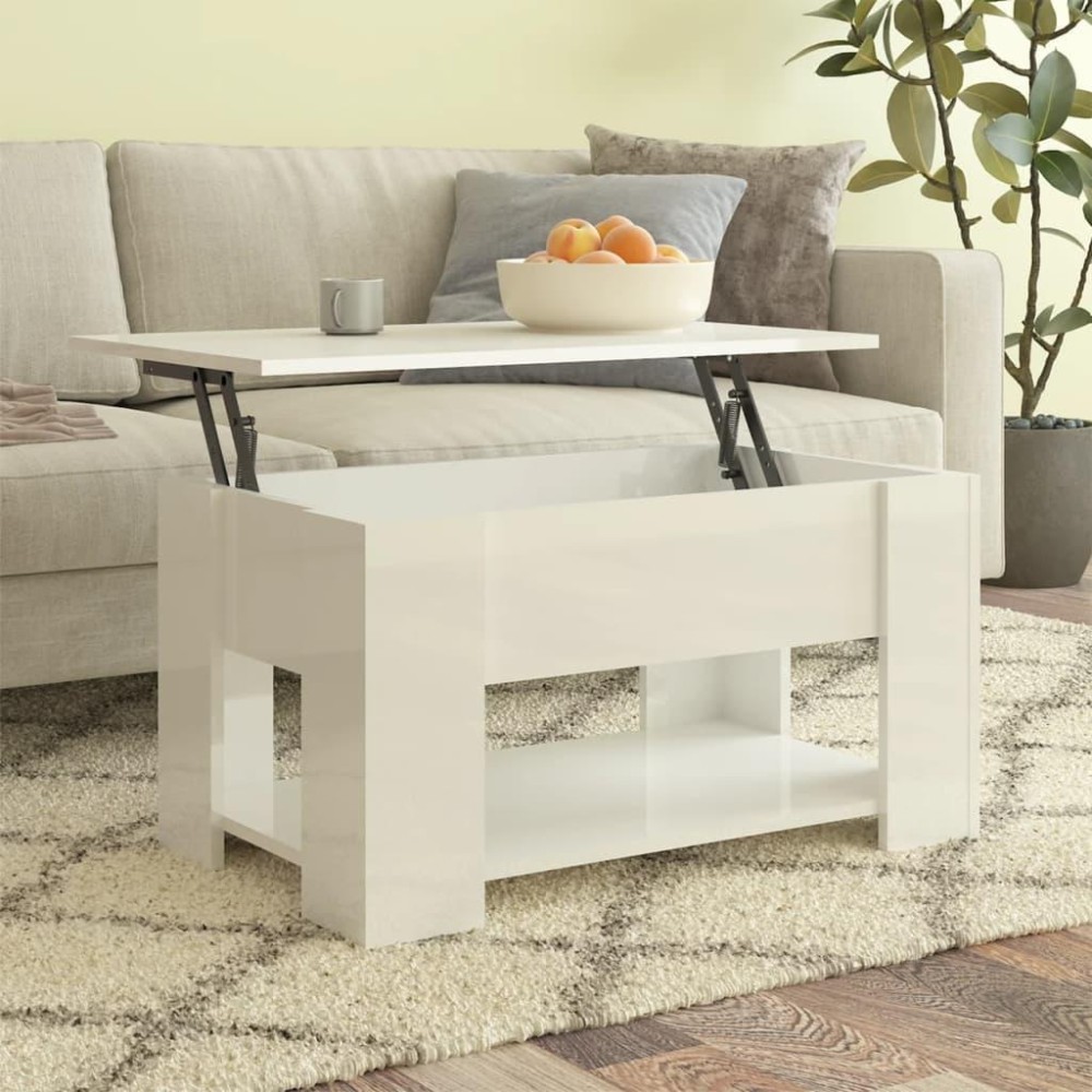 Vidaxl Coffee Table High Gloss White 31.1X19.3X16.1 Engineered Wood