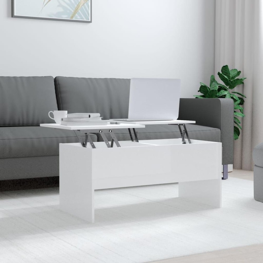 Vidaxl Coffee Table High Gloss White 40.2X19.9X18.3 Engineered Wood