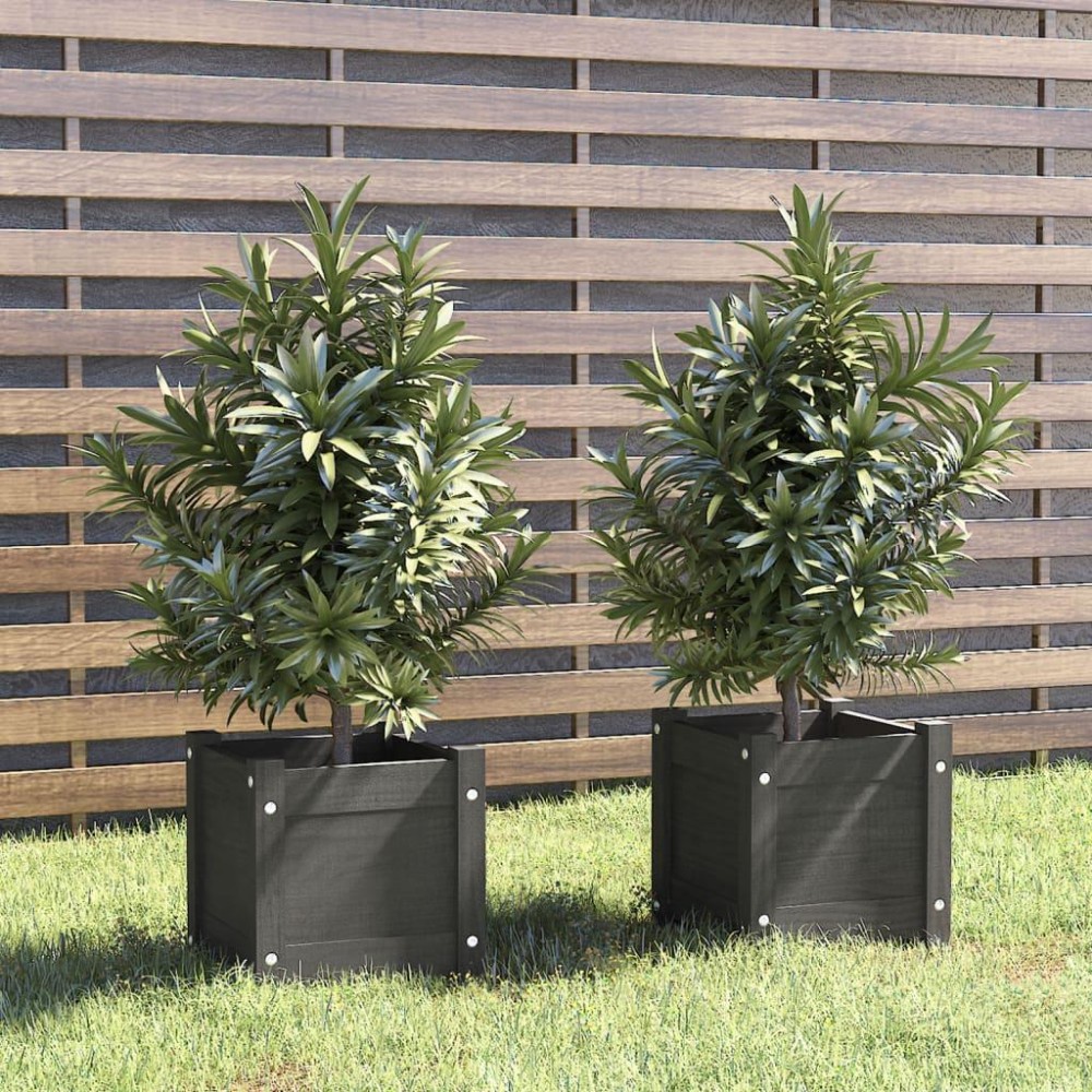 vidaXL Garden Planters 2 pcs Gray 12.2