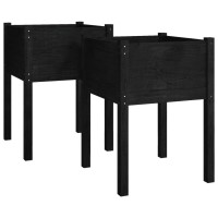 vidaXL Garden Planters 2 pcs Black 19.7