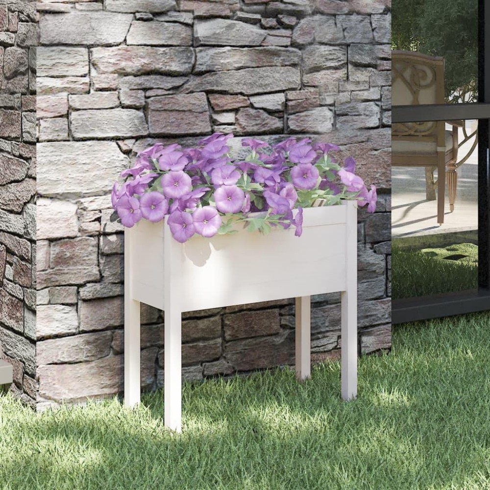 Vidaxl Garden Planter White 27.6X12.2X27.6 Solid Wood Pine