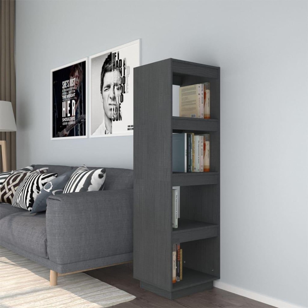 Vidaxl Book Cabinet/Room Divider Gray 15.7X13.8X53.1 Solid Wood Pine