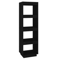 Vidaxl Book Cabinet/Room Divider Black 15.7X13.8X53.1 Solid Wood Pine